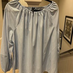 Alfani blue and white striped shirt